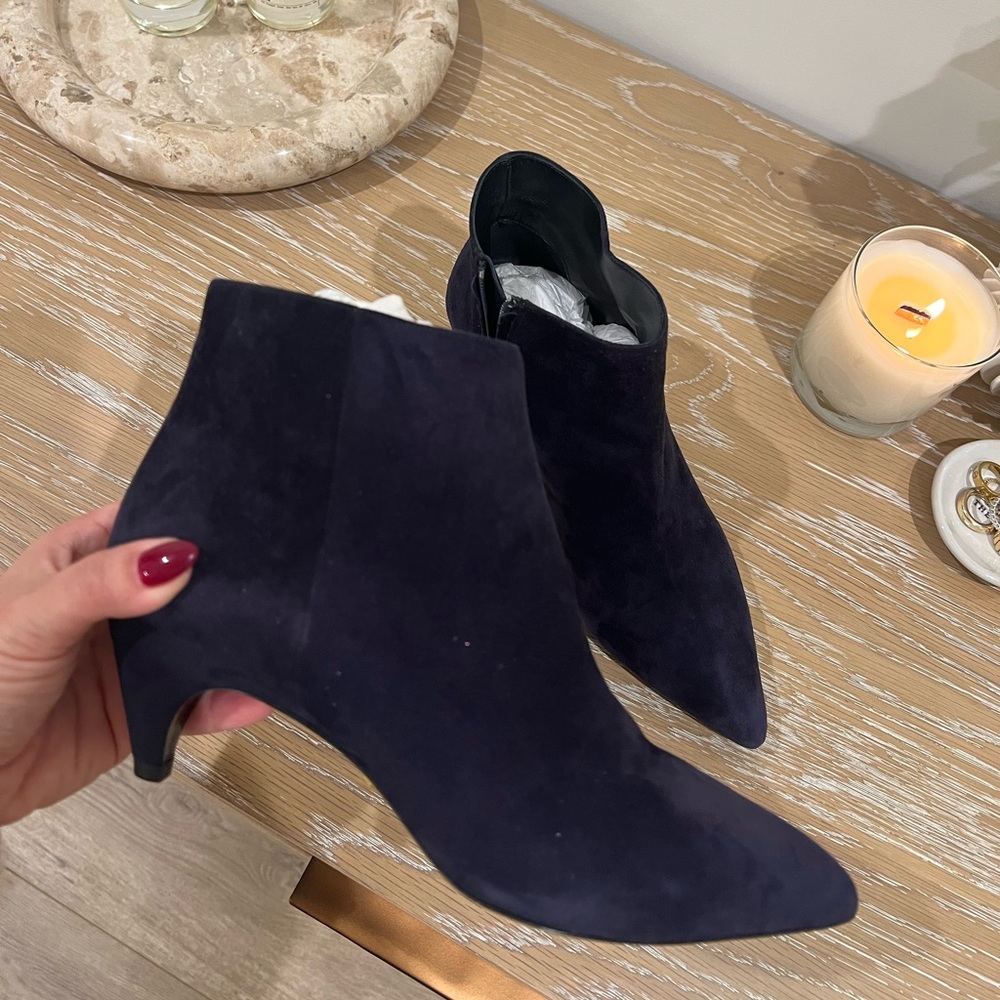 Prada Navy Blue Suede Boots Size 37.5
